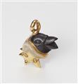 A German 18k gold ebony and rock crystal pendant "Raven in Armour". One of a kind. - image-1