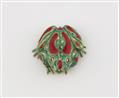 A German 18k gold enamel and red coral brooch "green frog with red coral spots". One of a kind. - image-2