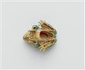 A German 18k gold enamel and red coral brooch "green frog with red coral spots". One of a kind. - image-3