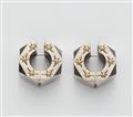 A pair of German bi-colour 18k gold earrings "hexagonal nuts with stars No. 1" - image-4