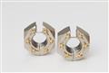 A pair of German bi-colour 18k gold earrings "hexagonal nuts with stars No. 1" - image-1