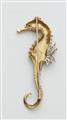A German 18k gold diamond and ruby seahorse brooch. - image-2