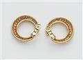 A pair of French 18k gold and diamond pavé hoop clip earrings. - image-2