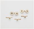 A suite of 14k gold and mother of pearl cufflinks and shirt buttons. - image-1