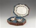 A parcel gilt Roman silver communion garniture in a fitted leather case - image-1