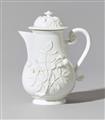 An early Meissen Boettger porcelain coffee pot with sprigs of rosebuds in relief - image-1