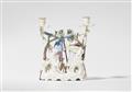A Höchst porcelain candlestick with kissing figures - image-3