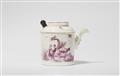 A rare Höchst porcelain hot chocolate pot with a motif after Nicolaes Berchem - image-1