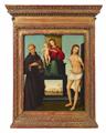 Meister der Maddalena Assunta - Thronende Madonna mit Kind, dem hl. Nikolaus von Tolentino und hl. Sebastian - image-2