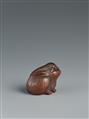 A wood netsuke of seated hare. - image-2