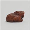 A boxwood netsuke of a reclining long-haired goat. Probably Tsu. First half 19th century - image-6