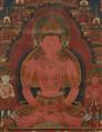An impressive and fine Tibetan thangka of Buddha Amitabha. 16th century or earlier - image-2