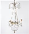 A brass three-flame chandelier - image-2