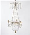 A brass three-flame chandelier - image-1