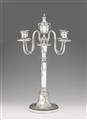 A Berlin silver four flame candelabrum from the court inventory of William II. Engraved in two medallions with the monograms of William II and Auguste Viktoria. Marks of Fa. Körner & Proll, ca. 1900. - image-1