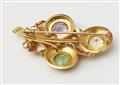 A German 18k gold granulation and coloured stone flower brooch. - image-2