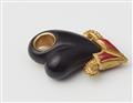 A German 18k gold coral and carved ivory heart pendant. - image-3