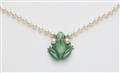 A German one of a kind 18k gold enamel and pearl frog with sound bubbles. - image-2