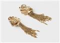 A German pair of 18k gold and diamond tassel clip earrings. - image-2