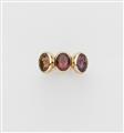 A German 18k gold and coloured tourmaline three stone ring. - image-2