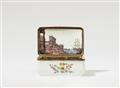 A Meissen porcelain box with a harbour scene inside the cover - image-2
