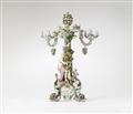 A large Meissen porcelain candelabra on dolphin supports - image-1
