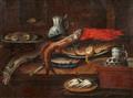 Hendrick Andriessen, attributed to - Still life with fish, seafood, clay jugs and a bowl of white turnips - image-1