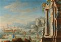 Gennaro Greco - Pair of Architectural Capricci with Ruins by a Harbour - image-2
