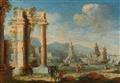 Gennaro Greco - Pair of Architectural Capricci with Ruins by a Harbour - image-1