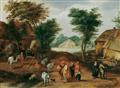Jan Brueghel d. J., Umkreis - DORFSTRASSE MIT FIGUREN- UND VIEHSTAFFAGE. - image-1