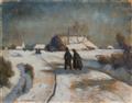 Otto Modersohn - Winter Landscape with Church Goers - image-1
