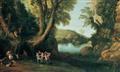 Lucas van Uden und DAVID TENIERS D. J. 1610 Antwerpen - 1690 - PANORAMALANDSCHAFT MIT SCHLOSSANLAGE UND STAFFAGEFIGUREN - image-2