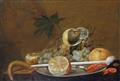 Cornelis Mahu - STILL LIFE WITH FRUITS, BOILED CRABS AND A PIPE - image-1