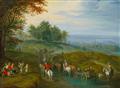 Charles (Karel) Beschey - HILLY LANDSCAPE WITH TRAVELLERS WIDE LANDSCAPE WITH TRAVELLERS CROSSING A PASAGE - image-1