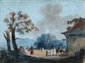 Französischer Meister des 18. Jahrhunderts - ZWEI PARKLANDSCHAFTEN MIT ELEGANTEN FIGUREN - image-1