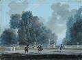 Französischer Meister des 18. Jahrhunderts - ZWEI PARKLANDSCHAFTEN MIT ELEGANTEN FIGUREN - image-2