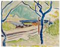 Ernst Ludwig Kirchner - Landschaft mit See im Hintergrund. Rückseitig: Badende - image-1
