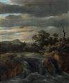 Jacob van Ruisdael - WOODED LANDSCAPE WITH A WATERFALL - image-1