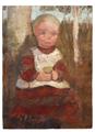 Paula Modersohn-Becker - Sitzendes Kind an einer Birke (Kind mit Frucht). Verso: Bauernmädchen am Hang vor wolkigem Himmel - image-1