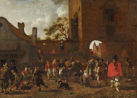 Sybrand van Beest - A MARKET SCENE IN FRONT OF A TOWN GATE
