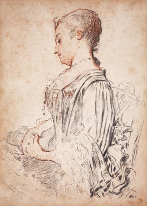  German or French artist - YOUNG WOMAN IN PROFILE