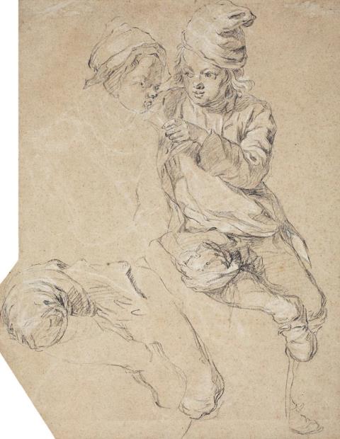 Etienne Jeaurat - SKETCH OF TWO YOUNG BOYS