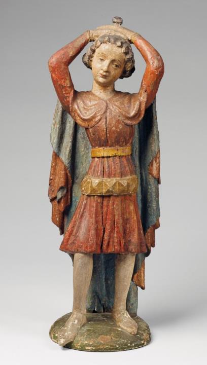 South German, mid-15th Century - A MID-15TH CENTURY SOUTH GERMAN CARVED WOOD FIGURE OF SAINT PANTALEON