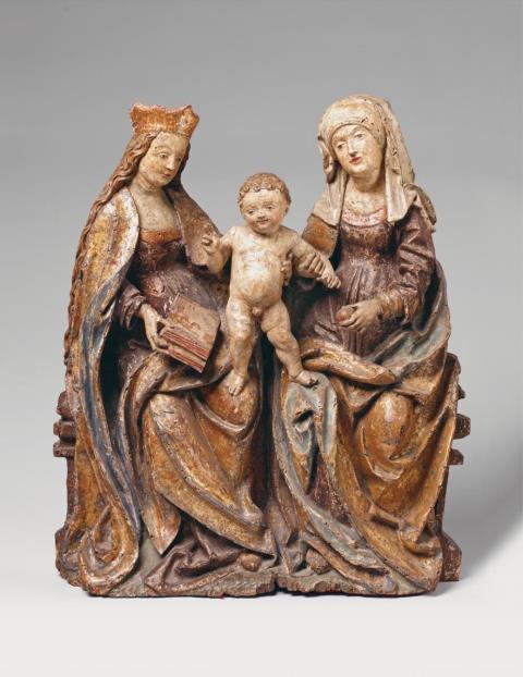  Probably Upper Rhine-Region - A LATE 15TH CENTURY CARVED WOOD HIGH RELIEF GROUP OF ANNA SELBDRITT, PROBABLY UPPER RHINE-REGION
