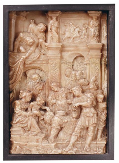  Probably Mecheln - A LATE 16TH CENTURY MECHELN ALABASTER GROUP OF THE ADORATION OF THE MAGI, LATE 16TH CENTURY