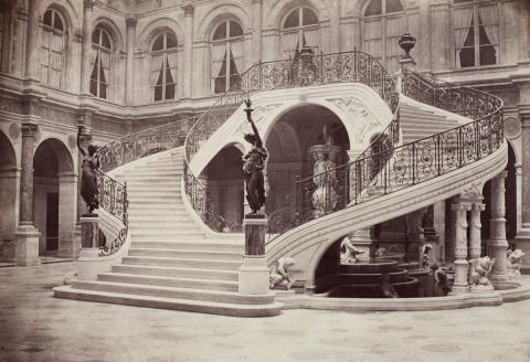 Charles Marville - Hotel de Ville de Paris, escalier de la Cour d'honneur