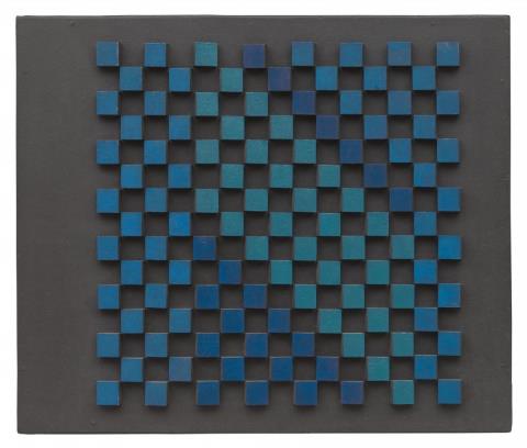 Leo Breuer - Relief cinétique virtuel WA (Relief dans les bleus sur noir)