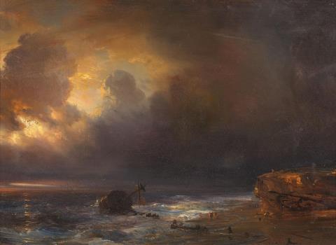  Unknown Artist - COASTAL LANDSCAPE WITH A SHIPWRECK IN THE NIGHT