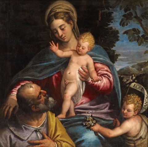 Venezianischer Meister des späten 16. Jahrhunderts - HEILIGE FAMILIE MIT DEM JOHANNESKNABEN