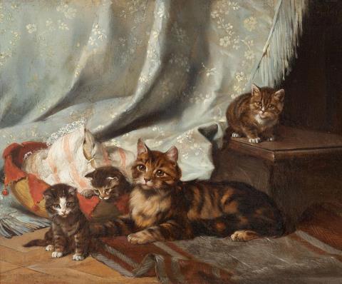 Julius Adam the Younger - A CAT WITH THREE KITTENS